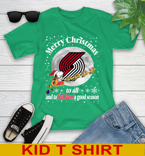Portland Trail Blazers Merry Christmas To All And To Trail Blazers A Good Season NBA Basketball Sports Youth T-Shirt 7