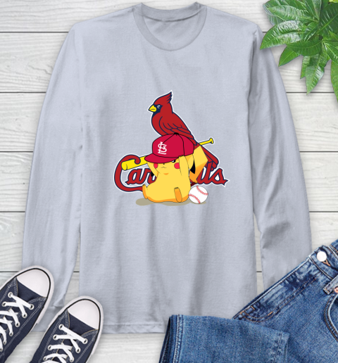 MLB Pikachu Baseball Sports St.Louis Cardinals Long Sleeve T-Shirt 6