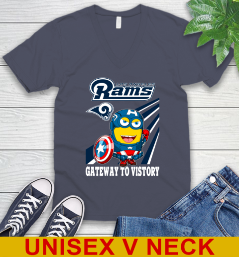 NFL Football Los Angeles Rams Captain America Marvel Avengers Minion Shirt V-Neck T-Shirt 7