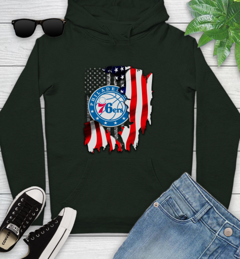 Philadelphia 76ers NBA Basketball American Flag Youth Hoodie 14