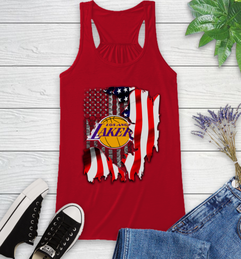Los Angeles Lakers NBA Basketball American Flag Racerback Tank 5