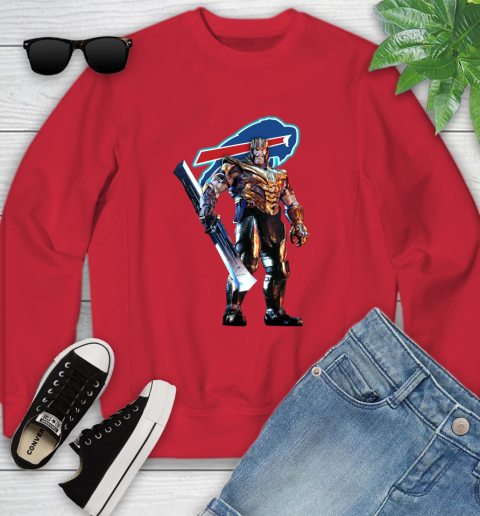NFL Thanos Gauntlet Avengers Endgame Football Buffalo Bills Youth Sweatshirt 9