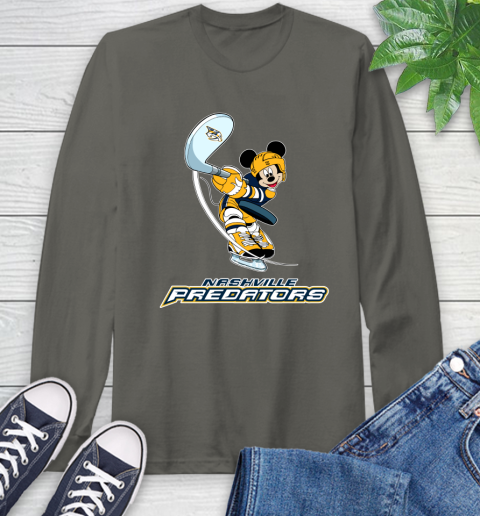 NHL Hockey Nashville Predators Cheerful Mickey Mouse Shirt Long Sleeve T-Shirt 9