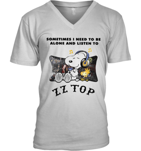 Snoopy And Woodstock Sometimes I Need To Be Alone And Listen To ZZ Top V-Neck T-Shirt