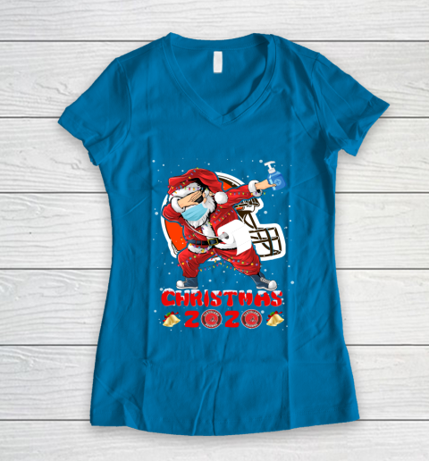 Cleveland Browns Funny Santa Claus Dabbing Christmas 2020 NFL Women's V-Neck T-Shirt 5