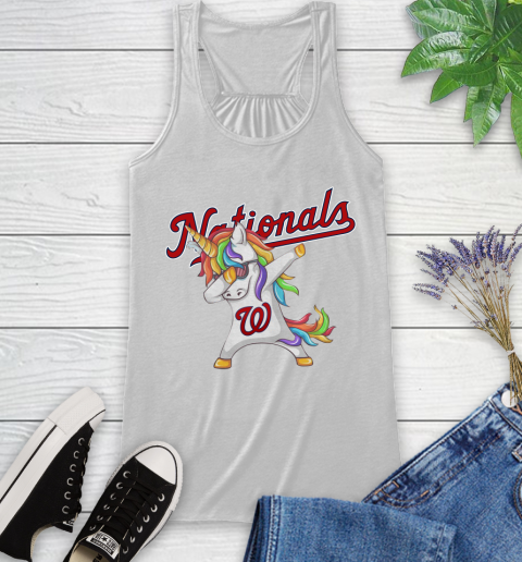 Washington Nationals MLB Baseball Funny Unicorn Dabbing Sports Racerback Tank
