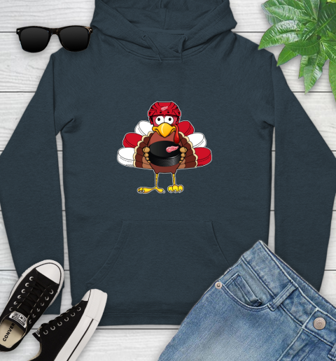 Detroit Red Wings Turkey Thanksgiving Day Youth Hoodie 8
