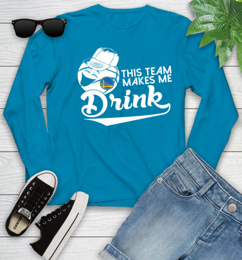 Golden State Warriors NBA Basketball This Team Makes Me Drink Adoring Fan Youth Long Sleeve 8