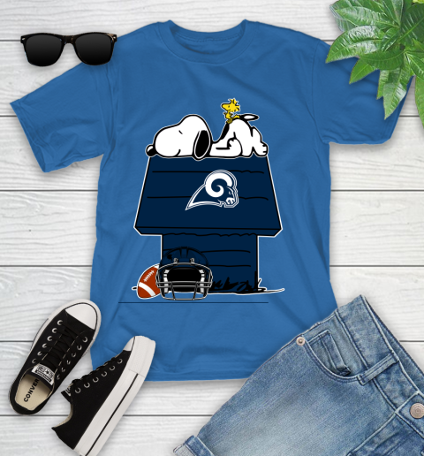 Los Angeles Rams NFL Football Snoopy Woodstock The Peanuts Movie Youth T-Shirt 9