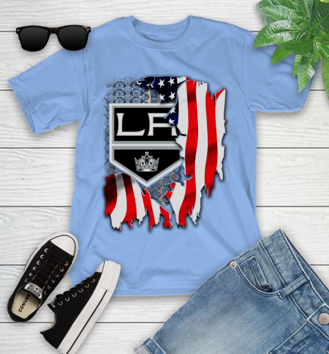 Los Angeles Kings NHL Hockey American Flag Youth T-Shirt 15