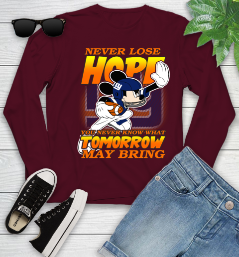 New York Giants NFL Football Mickey Disney Never Lose Hope Youth Long Sleeve 6