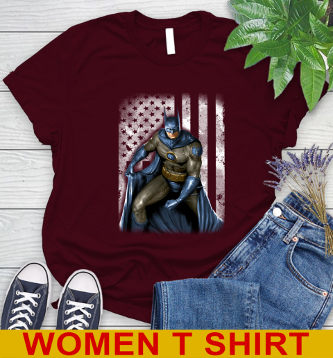 Memphis Grizzlies NBA Basketball Batman DC American Flag Shirt Women's T-Shirt 6