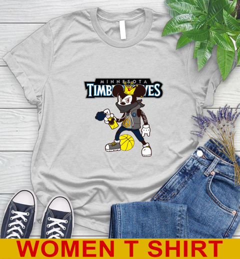 Minnesota Timberwolves NBA Basketball Mickey Peace Sign Sports Women's T-Shirt