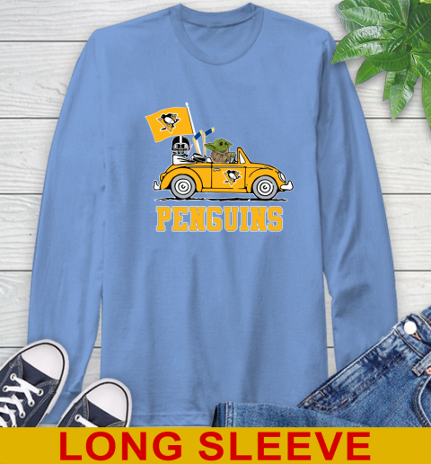 NHL Hockey Pittsburgh Penguins Darth Vader Baby Yoda Driving Star Wars Shirt Long Sleeve T-Shirt 11