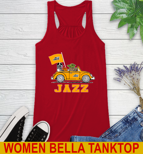 NBA Basketball Utah Jazz Darth Vader Baby Yoda Driving Star Wars Shirt Racerback Tank 6