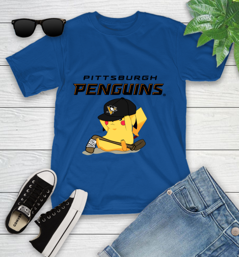 NHL Pikachu Hockey Sports Pittsburgh Penguins Youth T-Shirt 9