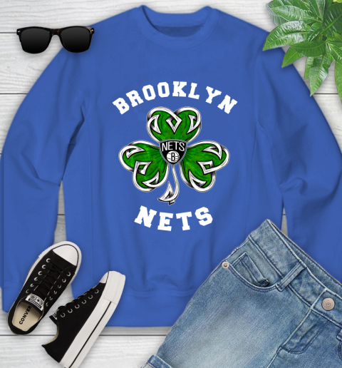 NBA Brooklyn Nets Three Leaf Clover St Patrick's Day Basketball Sports Youth Sweatshirt 7