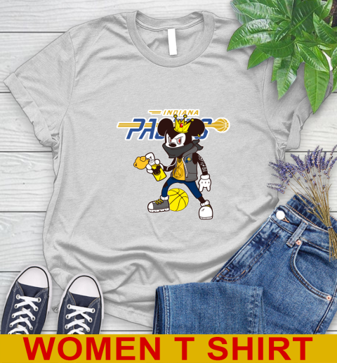 Indiana Pacers NBA Basketball Mickey Peace Sign Sports Women's T-Shirt