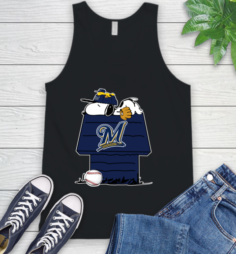 MLB Milwaukee Brewers Snoopy Woodstock The Peanuts Movie Baseball T Shirt Tank Top 2