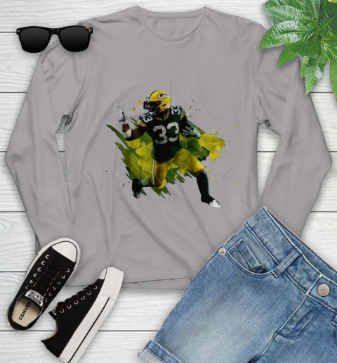Aaron Jones Running Green Bay Packers Youth Long Sleeve 5