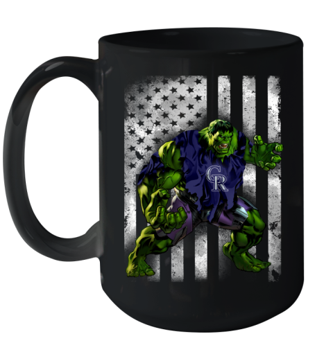 Colorado Rockies Hulk Marvel Avengers MLB Baseball American Flag Ceramic Mug 15oz