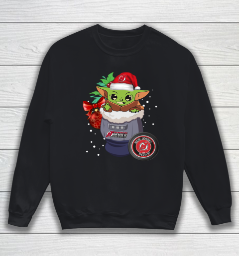 New Jersey Devils Christmas Baby Yoda Star Wars Funny Happy NHL Sweatshirt