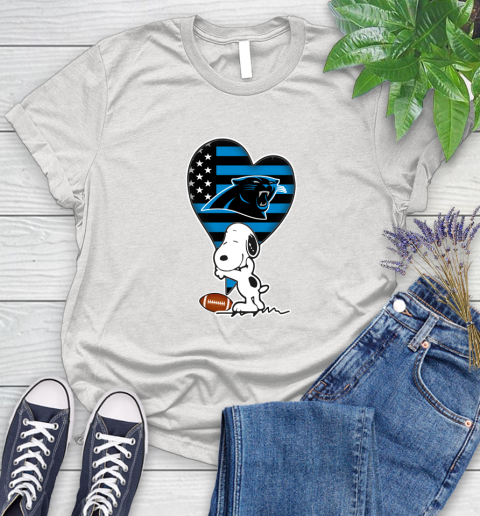 Carolina Panthers NFL Football The Peanuts Movie Adorable Snoopy Women's T-Shirt