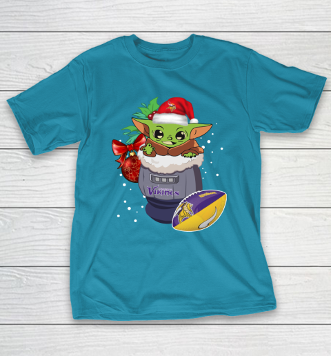 Minnesota Vikings Christmas Baby Yoda Star Wars Funny Happy NFL T-Shirt 8