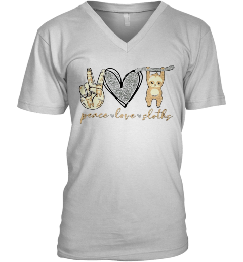 Peace Love Sloths V-Neck T-Shirt