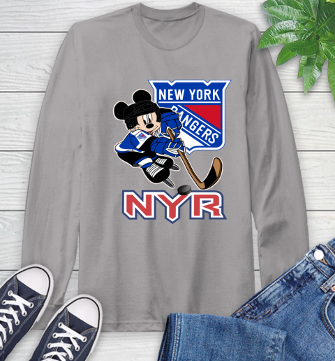 NHL New York Rangers Mickey Mouse Disney Hockey T Shirt Long Sleeve T-Shirt 6