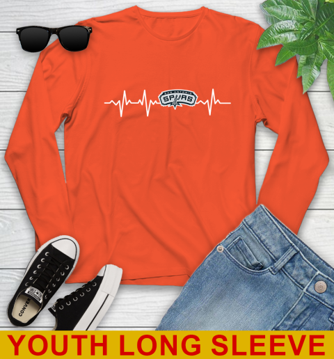 San Antonio Spurs NBA Basketball Heart Beat Shirt Youth Long Sleeve 3