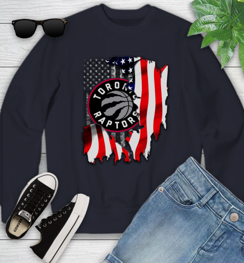 Toronto Raptors NBA Basketball American Flag Youth Sweatshirt 2