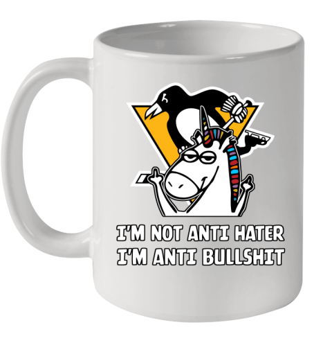 Pittsburgh Penguins NHL Hockey Unicorn I'm Not Anti Hater I'm Anti Bullshit Ceramic Mug 11oz
