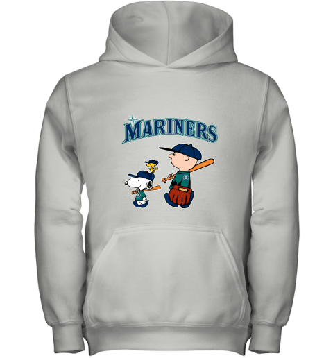 Seatlle Mariners Let's Play Baseball Together Snoopy MLB Youth Hoodie