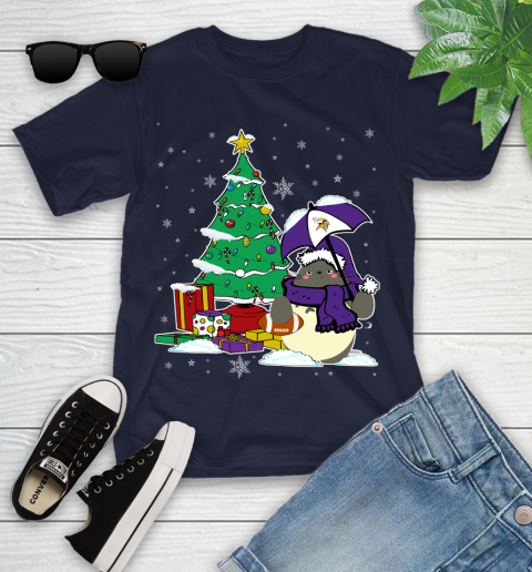 Minnesota Vikings NFL Football Cute Tonari No Totoro Christmas Sports Youth T-Shirt 2