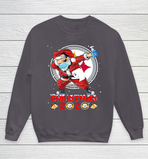 Pittsburgh Steelers Funny Santa Claus Dabbing Christmas 2020 NFL Youth Sweatshirt 5