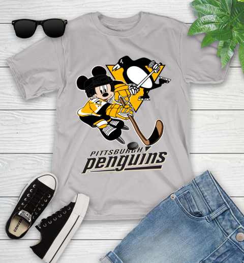 NHL Pittsburgh Penguins Mickey Mouse Disney Hockey T Shirt Youth T-Shirt 24