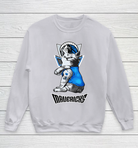 NBA Basketball My Cat Loves Dallas Mavericks Youth Sweatshirt 3