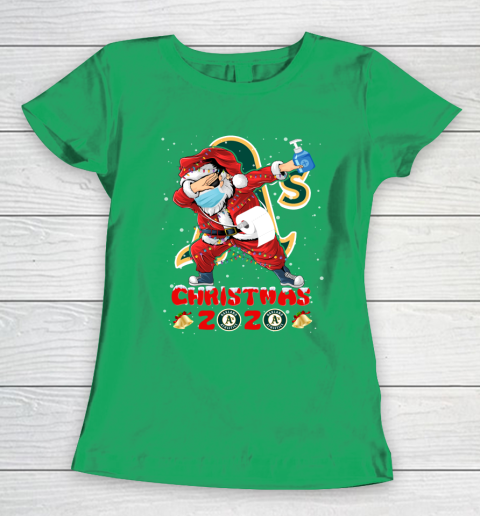 Oakland Athletics Funny Santa Claus Dabbing Christmas 2020 MLB Women's T-Shirt 5