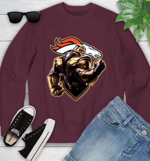 NFL Thanos Avengers Endgame Football Sports Denver Broncos Youth Sweatshirt 5