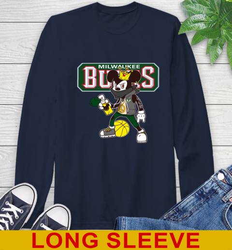 Milwaukee Bucks NBA Basketball Mickey Peace Sign Sports Long Sleeve T-Shirt 4