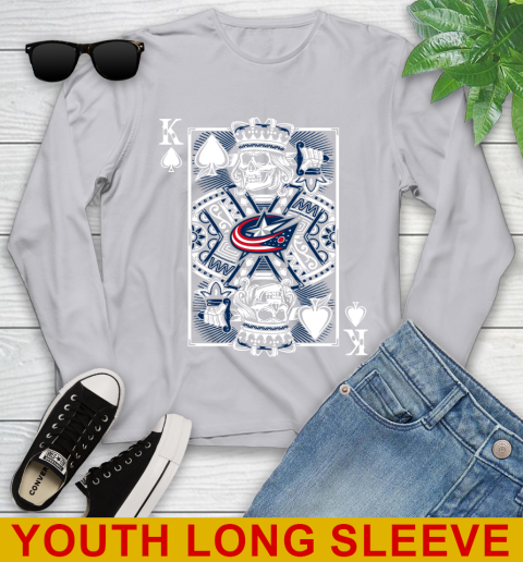 Columbus Blue Jackets NHL Hockey The King Of Spades Death Cards Shirt Youth Long Sleeve 5