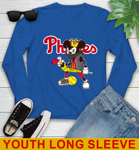 Philadelphia Phillies MLB Baseball Mickey Peace Sign Sports Youth Long Sleeve 10