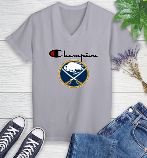 NHL Hockey Buffalo Sabres Champion Shirt Women's V-Neck T-Shirt 2