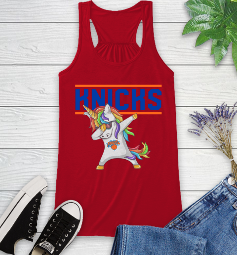 New York Knicks NBA Basketball Funny Unicorn Dabbing Sports Racerback Tank 6
