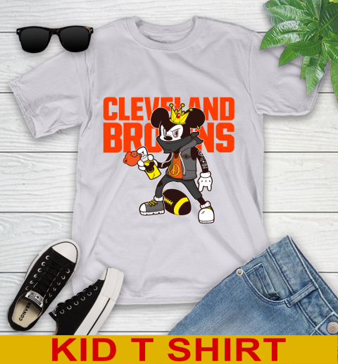 Cleveland Browns NFL Football Mickey Peace Sign Sports Youth T-Shirt 5