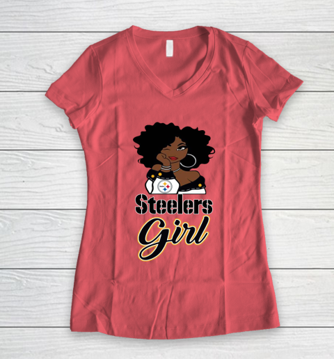 Pittsburgh Steelers Girl NFL Women's V-Neck T-Shirt 6