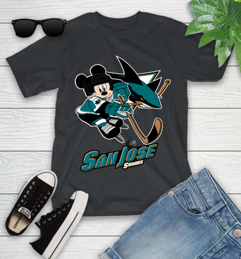NHL San Jose Sharks Mickey Mouse Disney Hockey T Shirt Youth T-Shirt 2