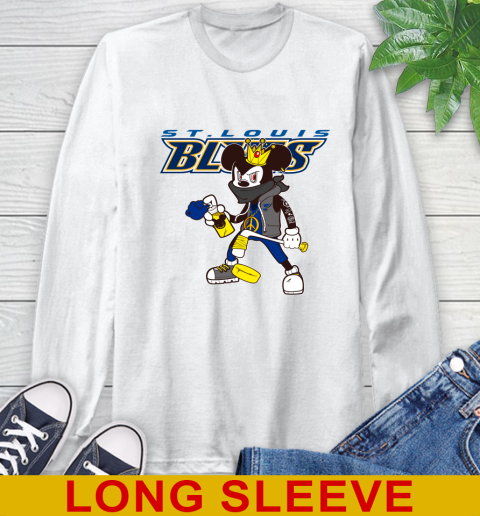 St.Louis Blues NHL Hockey Mickey Peace Sign Sports Long Sleeve T-Shirt