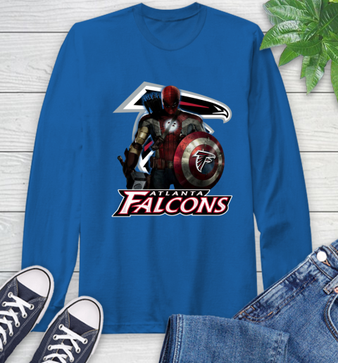 NFL Captain America Thor Spider Man Hawkeye Avengers Endgame Football Atlanta Falcons Long Sleeve T-Shirt 9